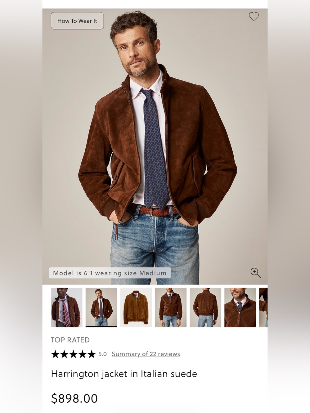 J. Crew Men's Dark Brown Harrington Calf Suede Jacket NWOT - Picture 11 of 12